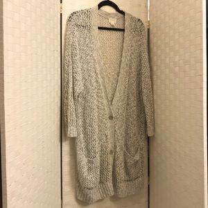 XL Grey open weave Caslon 3 button cardigan